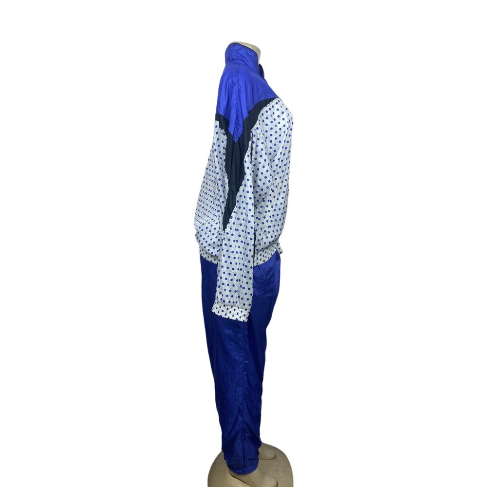 Vintage Ellesse Women's White And Blue Polka Dots Tracksuit Sz 12 View 3